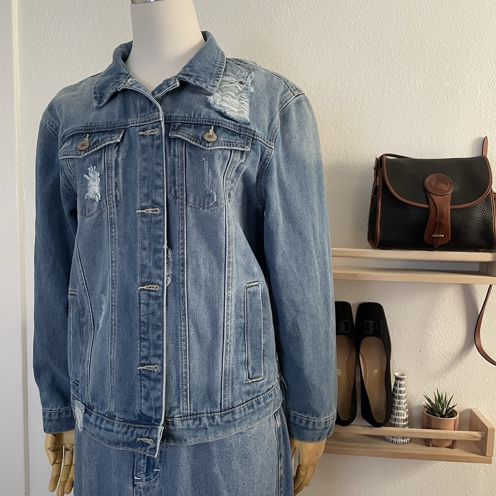 Denim Jacket I & M Size S Distressed